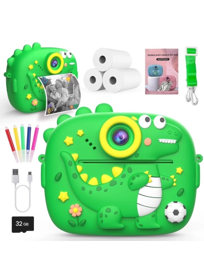 Instant Print Kids Camera 48MP Dual Lens with 2.4" IPS Screen, 1080P HD Video, MP3 Player, Games, Voice Recorder, Selfie Mode, Smart Focus, Funny Frames, No-Ink Thermal Printing with 3 Paper Rolls, Rechargeable 1000mAh Battery, Expandable Memory up to 128GB – Perfect Gift for Children Ages 4-12 - Image 2