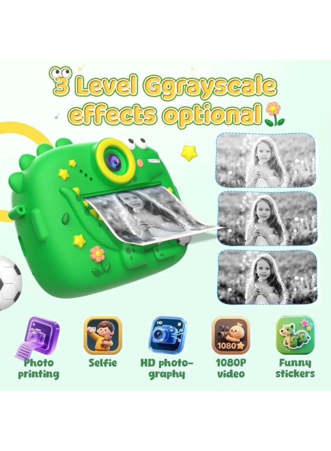 Instant Print Kids Camera 48MP Dual Lens with 2.4" IPS Screen, 1080P HD Video, MP3 Player, Games, Voice Recorder, Selfie Mode, Smart Focus, Funny Frames, No-Ink Thermal Printing with 3 Paper Rolls, Rechargeable 1000mAh Battery, Expandable Memory up to 128GB – Perfect Gift for Children Ages 4-12 - Image 3