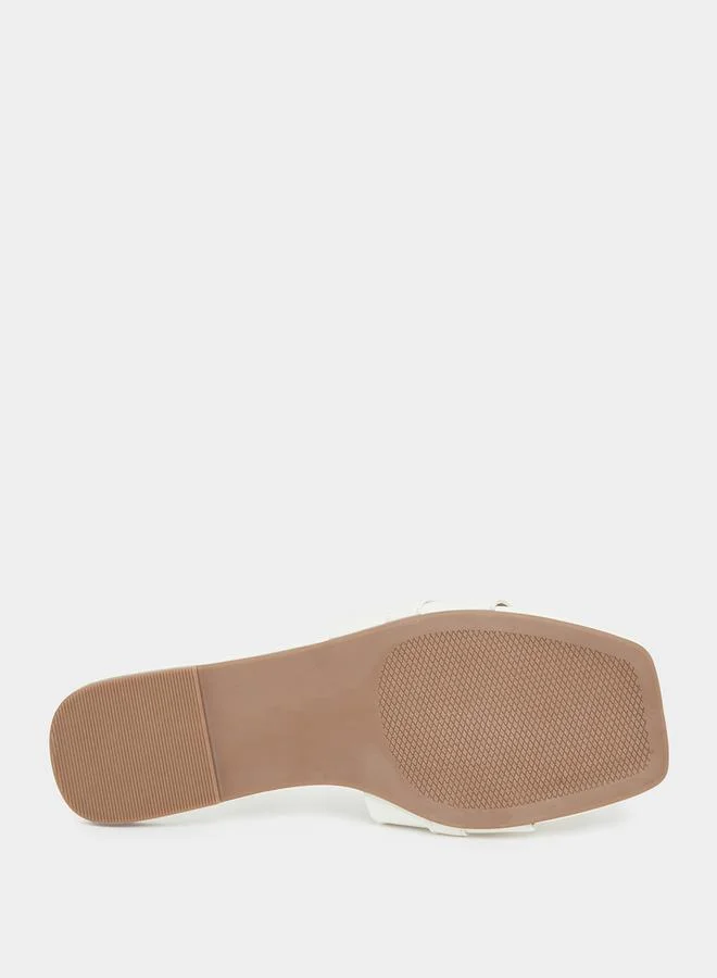 Styli Embellished Metal Design Flat Sandals