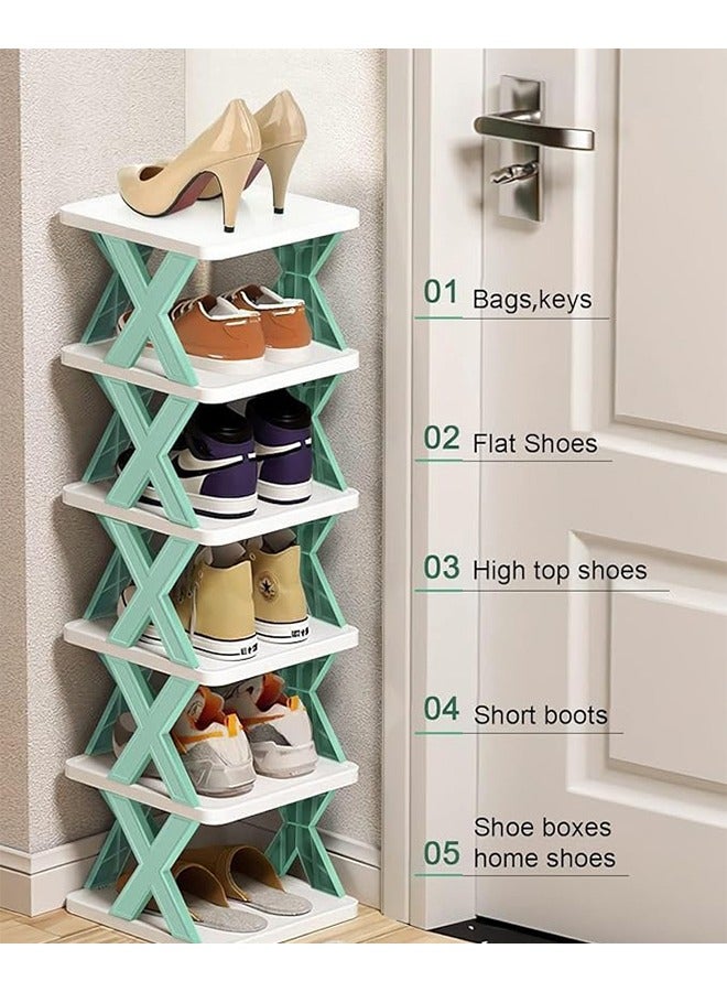 RollsTimi  DIY Shoe Rack - Heavy-Duty Foldable Plastic Shoe Organizer with Blue X-Frame, Space-Saving 9 Tier for Shoes, Hats & Small Items - Image 5