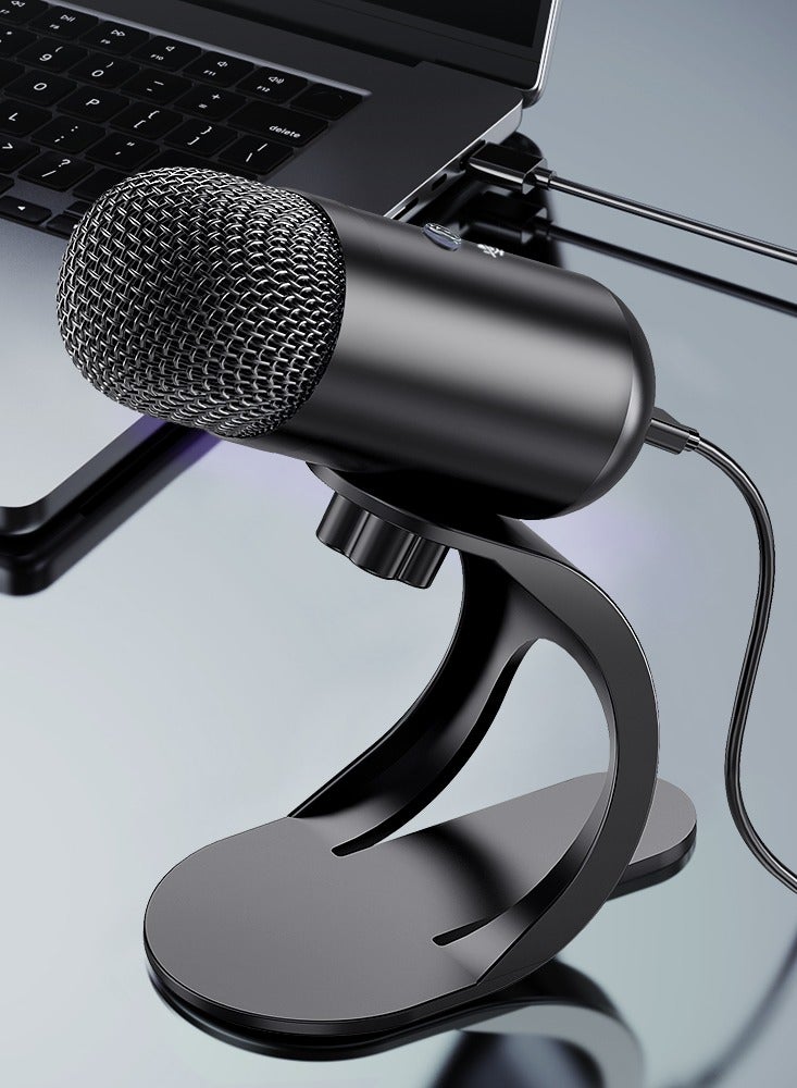 Professional Gaming Computer Microphone, Podcast Mic Desktop with Mute Button for Recording Streaming, Omnidirectional Condenser, Plug&Play Stand with Volume Control for PC, Laptop, Mac, YouTube  - Image 1