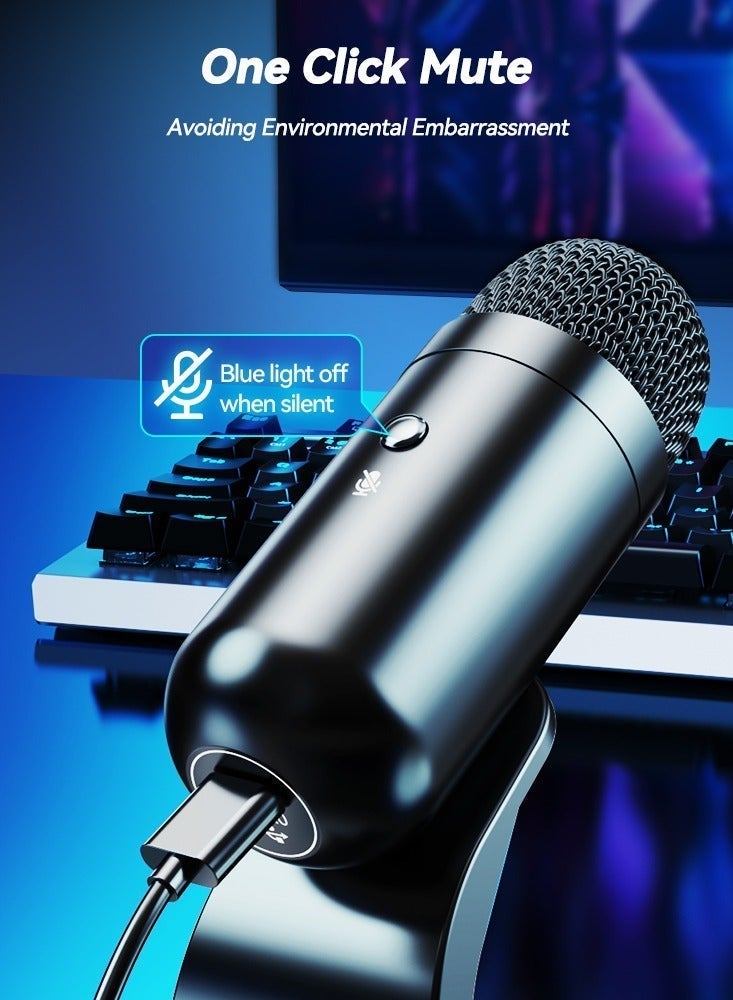 طقم ميكروفون USB احترافي، سهل الاستخدام وله جودة صوت واضحة، مناسب لأجهزة الكمبيوتر والتسجيل والبودكاست والألعاب وما إلى ذلك. - Image 2