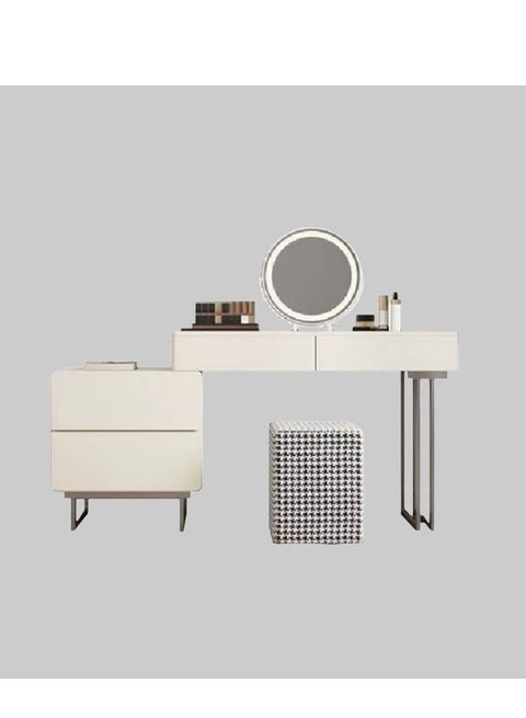 Neo Front Dressing Table Cosmetic Table with Drawers, Stool, Dressing Table, Vanity Desk with Storage Shelf and 7 Drawers, Bedroom Dressing Table DB-ZT2296