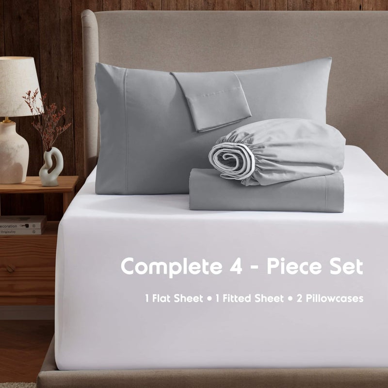 Nestl Nestl RV Short Queen Sheet Set- 4 Piece Bed Sheets for RV Short Queen Size Bed  Deep Pocket  Hotel Luxury  Extra Soft  Breathable and Cooling  Grey RV Short Queen Size Sheets  - Image 2