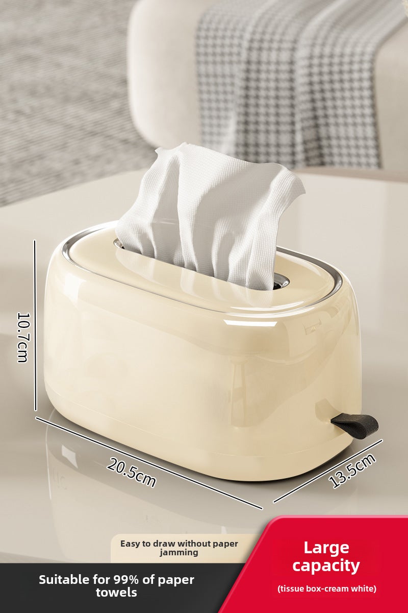 Wall-mounted Desktop Tissue Box Light Luxury Spring Tissue Holder Household Punch-free Bathroom Toilet Living Room Paper Box(milk yellow) - Image 1