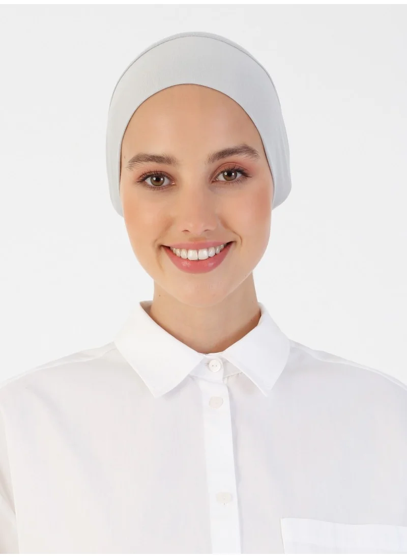 Ecardin Combed Cotton Wide Size Snap Bonnet - Light Grey -