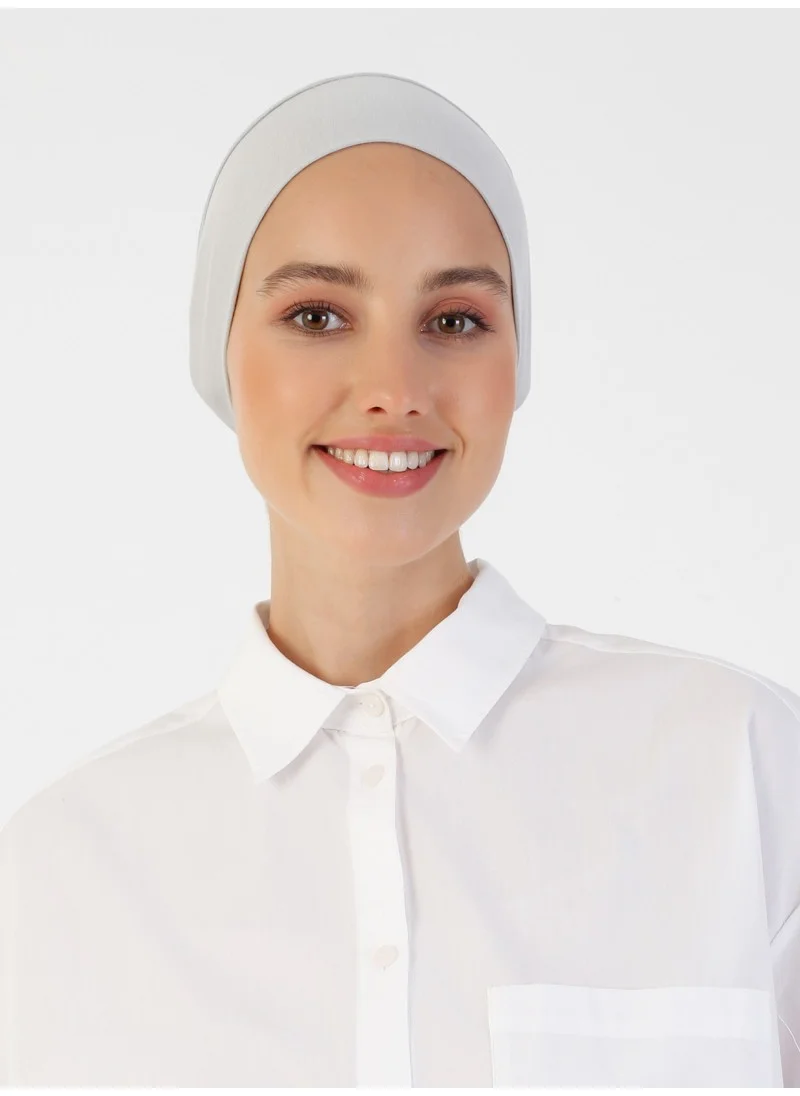 Ecardin Combed Cotton Wide Size Snap Bonnet - Light Grey -