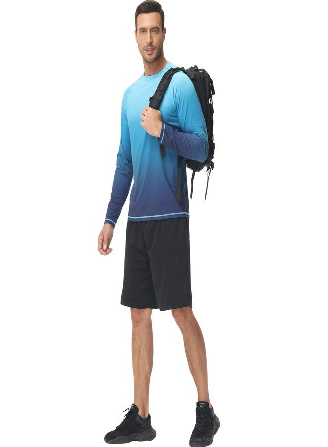 Satankud Men's Long Sleeve Swim Shirts Rashguard UPF 50+ UV Sun Protection Shirt Athletic Workout Running Hiking T-Shirt Swimwear (Blue Gradient,X-Large) - Image 4