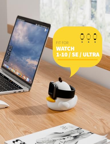ELETIUO Charger Stand Compatible with Apple Watch Series 4946454442414038mm iWatch Ultra2Ultra1098SE276SE54321Duck Silicone Charging DockSupports Night Stand ModeWhite - Image 3