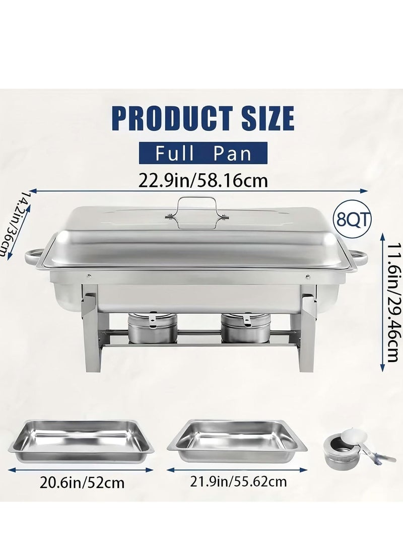 Cool Baby COOLBABY Double Compartment Stainless Steel Chafing Dish with Fuel Holders, Foldable Frame Buffet Server and Warmer, Catering Food Warmer Tray with Lid for Parties, Weddings, Banquets and Events.  - Image 3