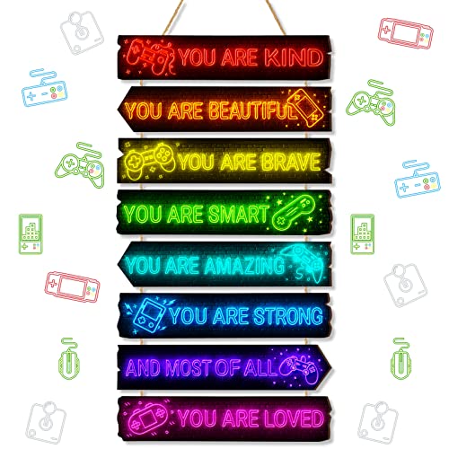 Qunclay Inspirational Girl Room Decor Aesthetic Art Wall Hanging Sign Inspiring Colorful Rainbow Wooden Decoration for Kids Teens Toddler Boy Baby Bedroom Nursery Dorm Decor 612 Years old Game - Image 1