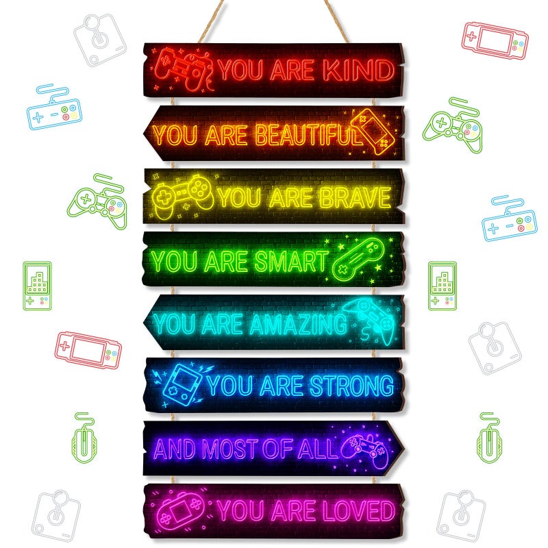 Qunclay Inspirational Girl Room Decor Aesthetic Art Wall Hanging Sign Inspiring Colorful Rainbow Wooden Decoration for Kids Teens Toddler Boy Baby Bedroom Nursery Dorm Decor 612 Years old Game - Image 2
