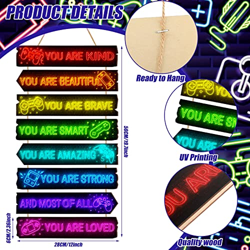Qunclay Inspirational Girl Room Decor Aesthetic Art Wall Hanging Sign Inspiring Colorful Rainbow Wooden Decoration for Kids Teens Toddler Boy Baby Bedroom Nursery Dorm Decor 612 Years old Game - Image 3