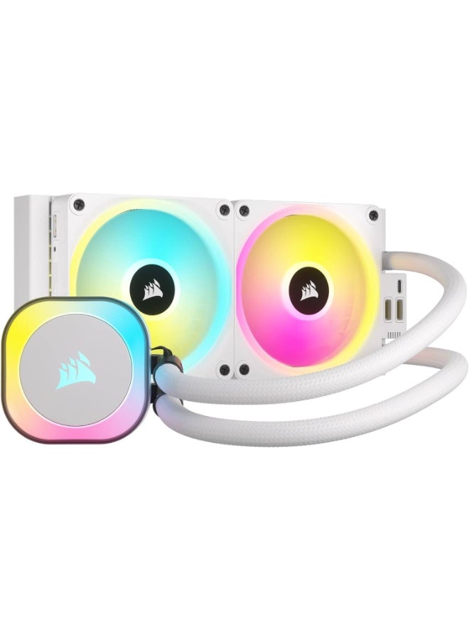 كورسير مبرد سائل متكامل iCUE LINK H100i RGB أبيض 240 مم – مراوح QX120 RGB، لوحة باردة نحاسية، معجون XTM70، محور iCUE LINK، وضع صفر RPM، متوافق مع إنتل و AMD | CW-9061005-WW - Image 1