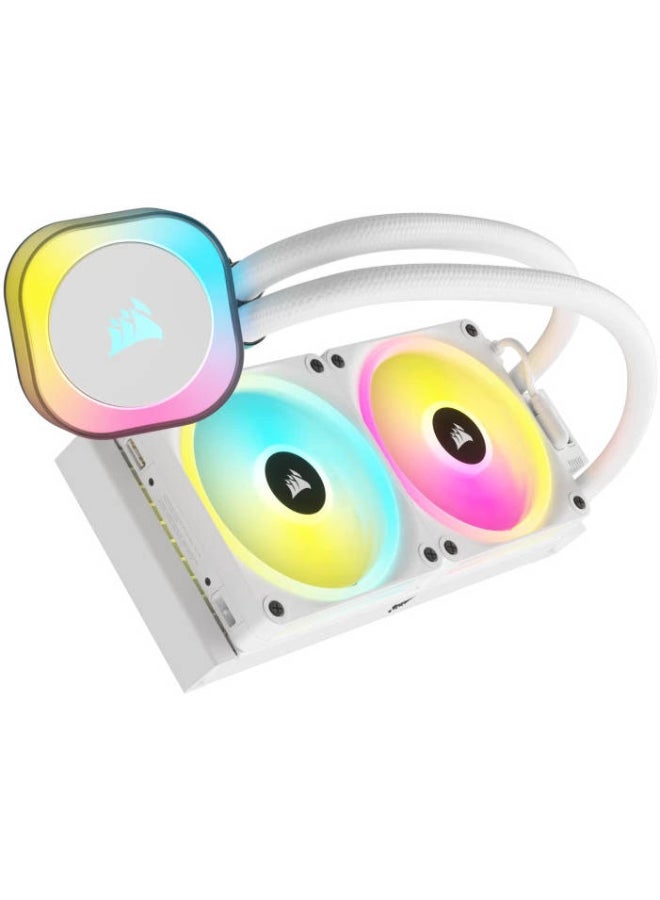 كورسير مبرد سائل متكامل iCUE LINK H100i RGB أبيض 240 مم – مراوح QX120 RGB، لوحة باردة نحاسية، معجون XTM70، محور iCUE LINK، وضع صفر RPM، متوافق مع إنتل و AMD | CW-9061005-WW - Image 4