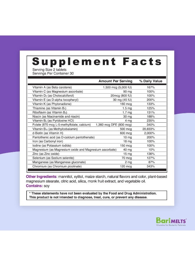 BariMelts Multivitamin with Iron, 60 Tablets - Image 4