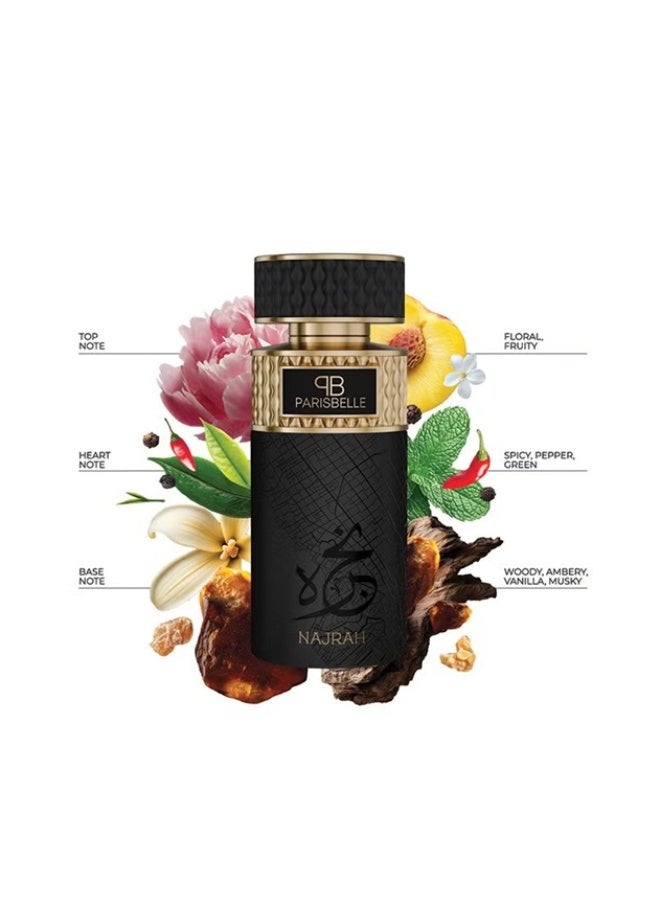 Parisbelle Najrah Oasis Collection Extrait de Parfum Unisex 100ml | Long Lasting Floral Fruity Spicy Woody Fragrance | Amber Vanilla Musk Luxury Perfume | Elegant Signature Scent for Men & Women - Image 3