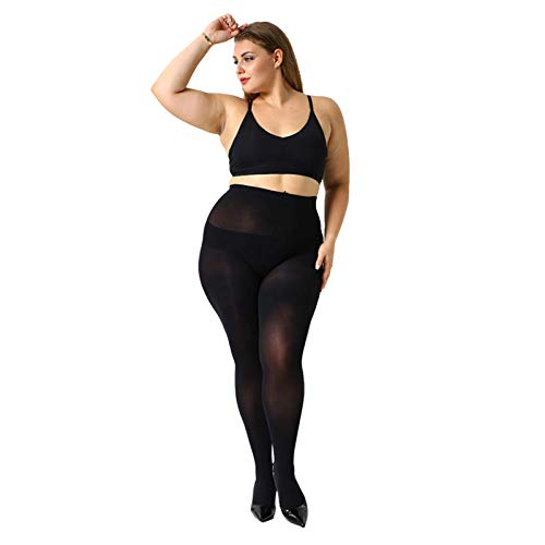 MANZI Plus Size Tights for Women 70D Queen Size Tights(Pack of 2)(1 Pair Black，1 Pair Suntan，4X-Large - Image 4