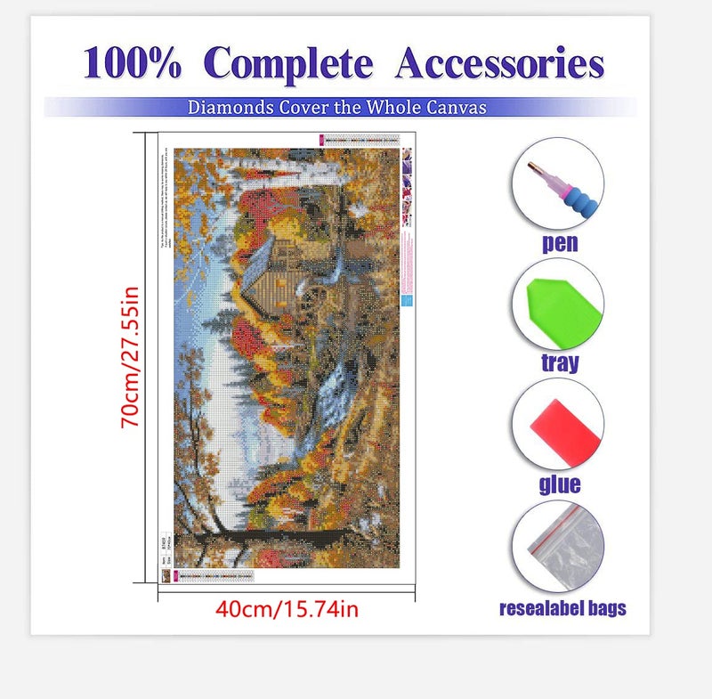 BOHADIY Diamond Painting Kits for Adults Rural Landscape Abstract 5D Diamond Art Kits for Adults, Large Size DIY Full Drill Paintings with Diamonds Gem Art Crafts for Home Wall Decor 16x27.5 Inch - Image 3