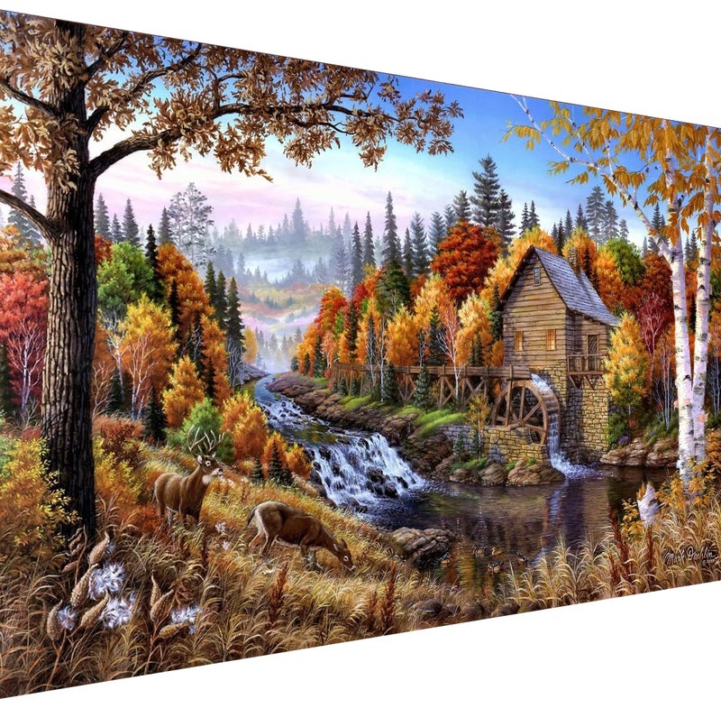 BOHADIY Diamond Painting Kits for Adults Rural Landscape Abstract 5D Diamond Art Kits for Adults, Large Size DIY Full Drill Paintings with Diamonds Gem Art Crafts for Home Wall Decor 16x27.5 Inch - Image 1