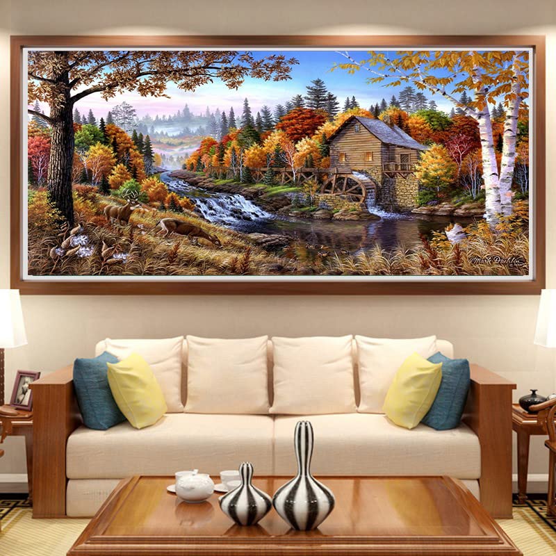 BOHADIY Diamond Painting Kits for Adults Rural Landscape Abstract 5D Diamond Art Kits for Adults, Large Size DIY Full Drill Paintings with Diamonds Gem Art Crafts for Home Wall Decor 16x27.5 Inch - Image 2