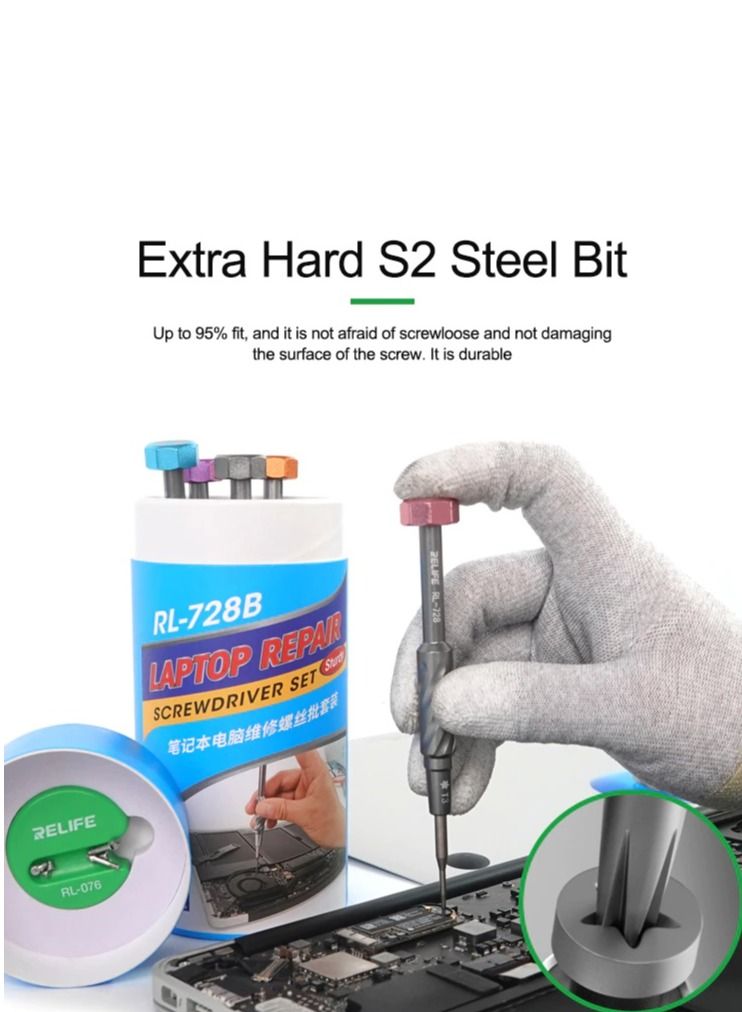 RELIFE RL-728B Magnetic Absorbed Screwdriver Kit with Small Transparent Suction Cup for Notebook,Laptop and Electronic Devices Repair  - Image 4