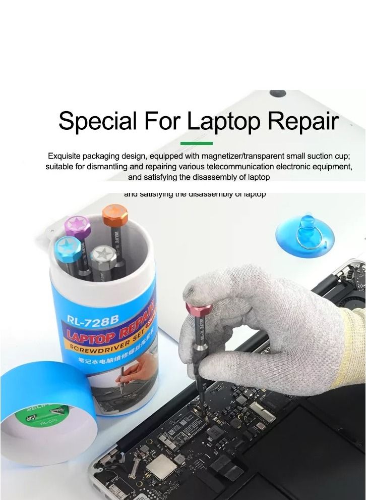 RELIFE RL-728B Magnetic Absorbed Screwdriver Kit with Small Transparent Suction Cup for Notebook,Laptop and Electronic Devices Repair  - Image 5