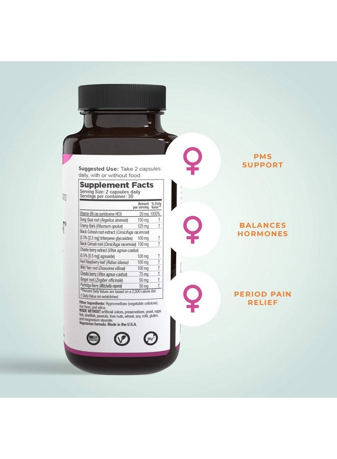 Life Seasons Premenset Pms Relief Supplement For Pre Menstrual Symptoms Cramping And Soothing Period Relief Contains Ginger Dong Quai Crampbark Vitamin B660 Capsules - Image 3