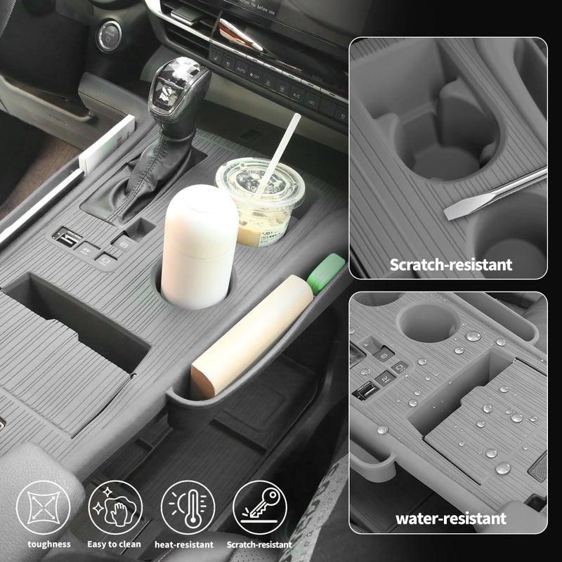 Arcoche Center Console Cover with Organize for Toyota Sienna 2021-2026 Central Control Gear Shift Panel Trim Cover Silicone Panel Frame(Gray) - Image 4