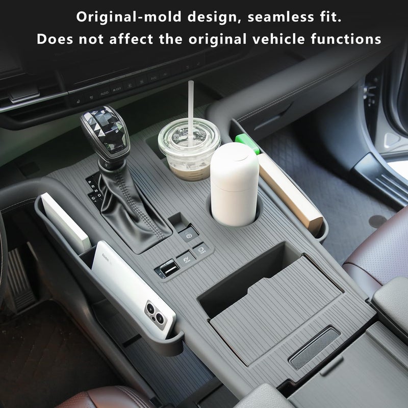 Arcoche Center Console Cover with Organize for Toyota Sienna 2021-2026 Central Control Gear Shift Panel Trim Cover Silicone Panel Frame(Gray) - Image 5