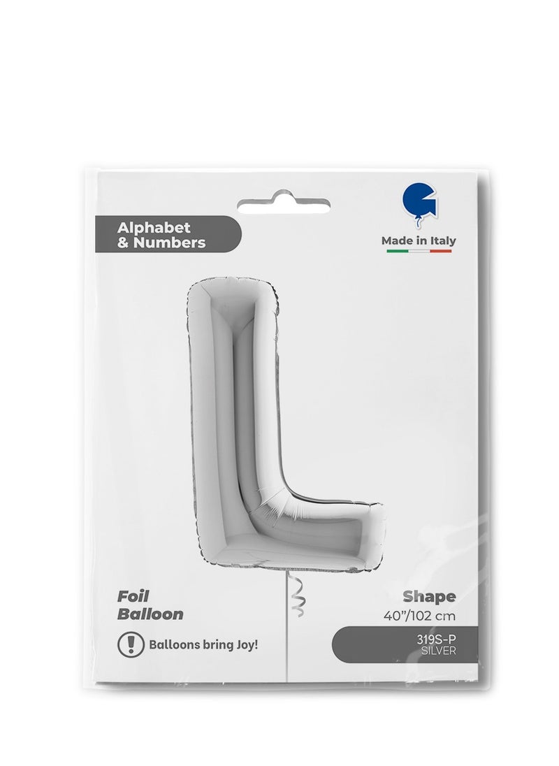 GRABO 40" Foil Balloon Letter L Silver  - Image 2