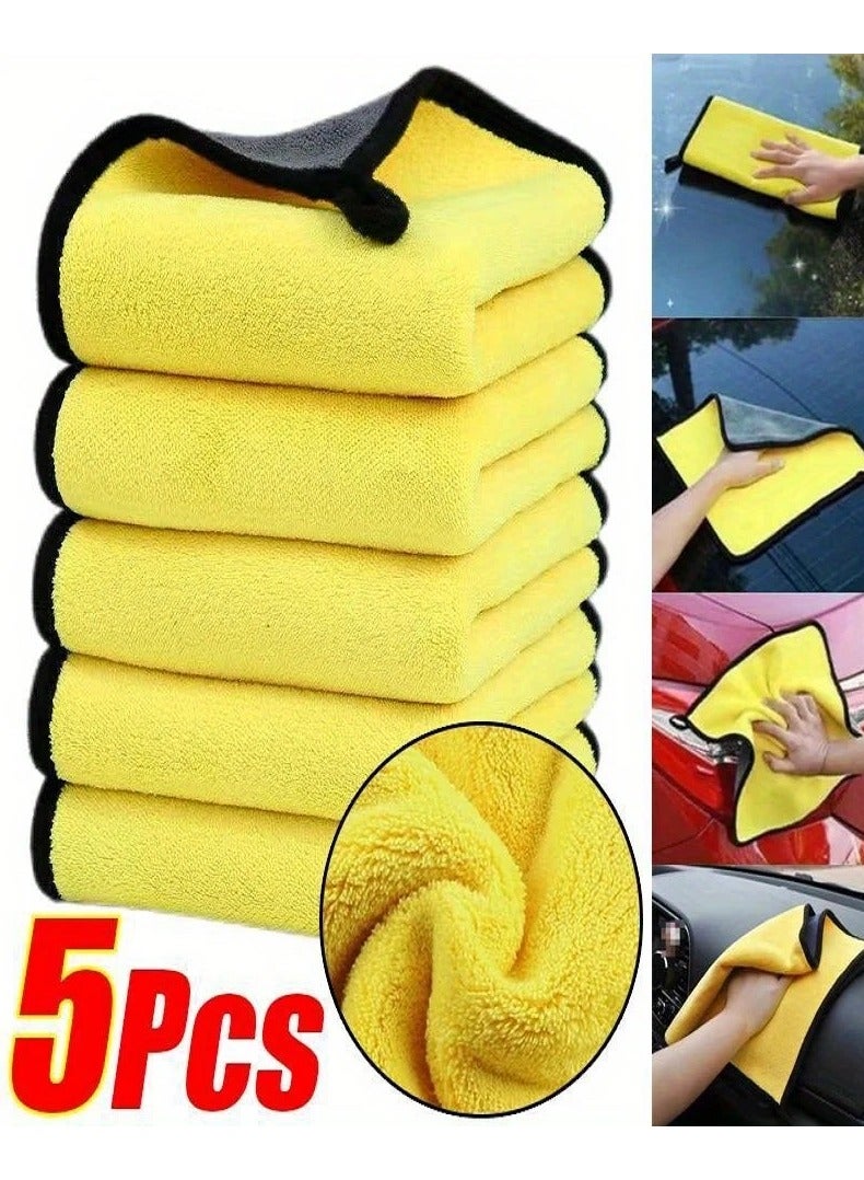 5 قطع مناشف مايكروفايبر مزدوجة اللون أصفر ورمادي - فائقة النعومة، خالية من الوبر - مثالية لتنظيف سيارتك ببراعة، ويمكن استخدامها لمنزلك ومطبخك مناشف سيارات مناشف مطبخ مناشف مايكروفايبر منشفة سيارة مناشف سيارة مناشف السيارات - Image 2