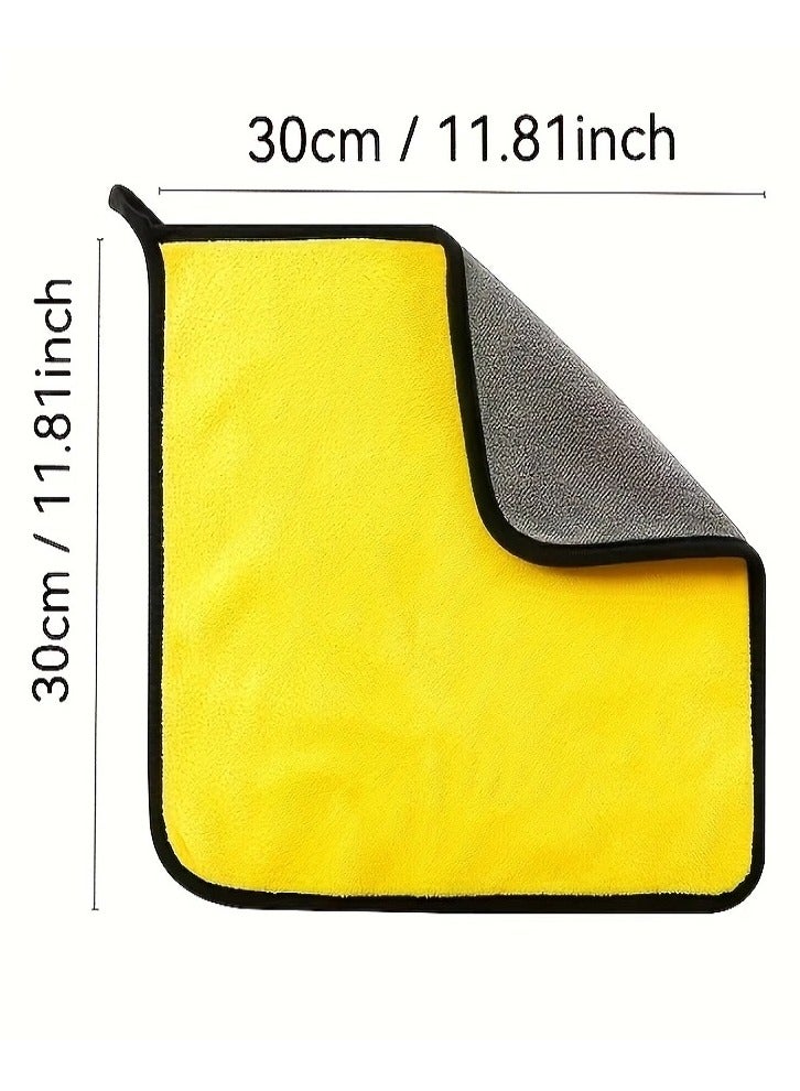 5 قطع مناشف مايكروفايبر مزدوجة اللون أصفر ورمادي - فائقة النعومة، خالية من الوبر - مثالية لتنظيف سيارتك ببراعة، ويمكن استخدامها لمنزلك ومطبخك مناشف سيارات مناشف مطبخ مناشف مايكروفايبر منشفة سيارة مناشف سيارة مناشف السيارات - Image 4