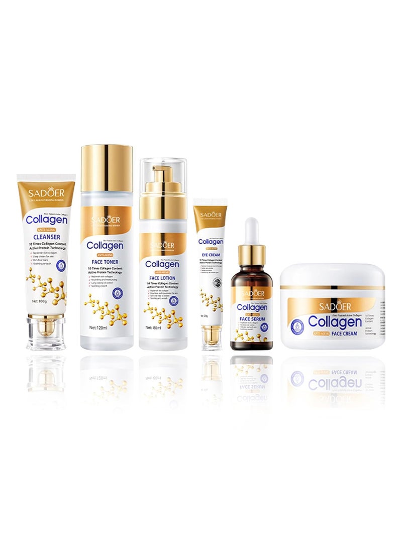 SADOER SADOER Complete Anti-Wrinkle Collagen Skin Care Set - Body Lotion, Eye Cream, Face Cream, Foundation, Hand Cream, Cleanser, Toner, Moisturizer, Gel - Image 1