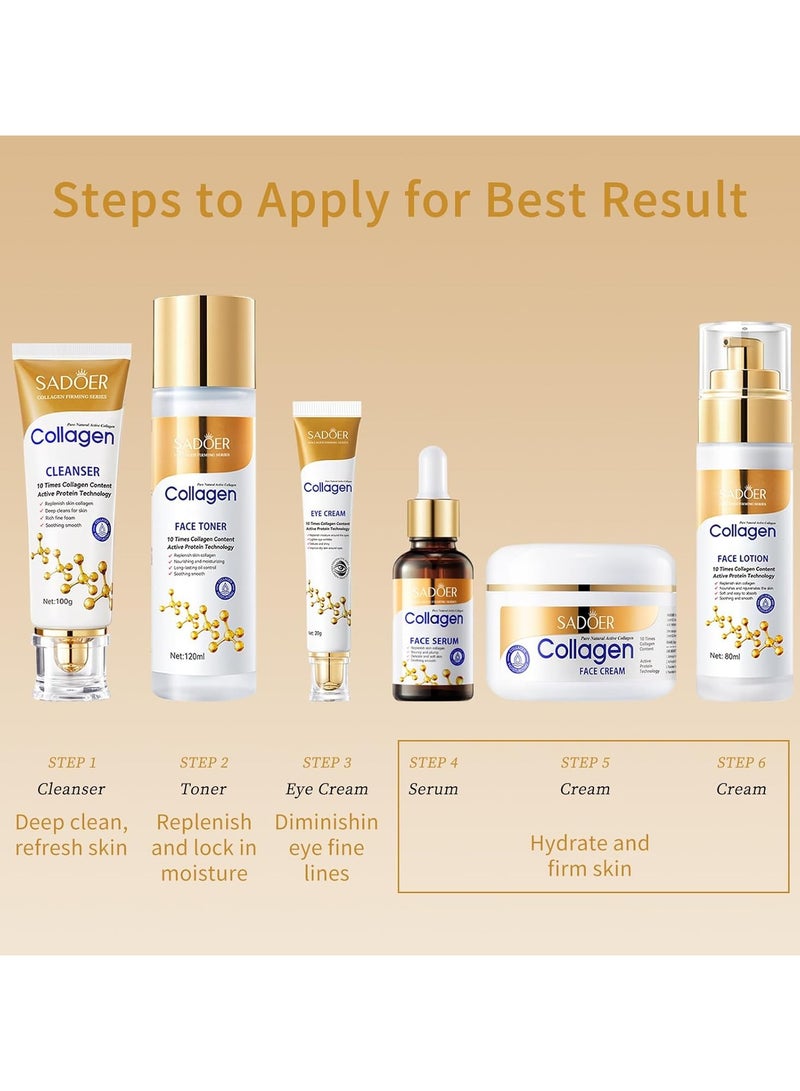 SADOER SADOER Complete Anti-Wrinkle Collagen Skin Care Set - Body Lotion, Eye Cream, Face Cream, Foundation, Hand Cream, Cleanser, Toner, Moisturizer, Gel - Image 4
