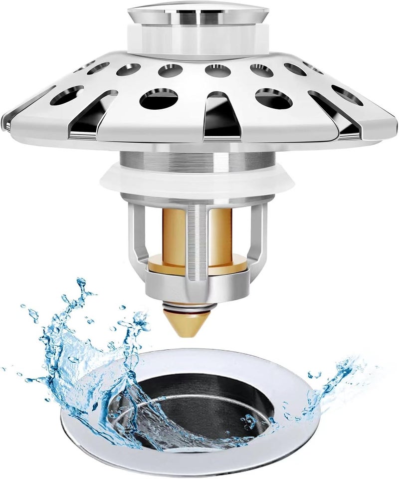 AzWzz Bathroom Sink Stopper,Sink Hair Catcher,Bathroom Sink Drain Strainer Pop Up Drain Cover Plug,Universal for 1.1 to 1.65in Sink Drain Hole - Image 1