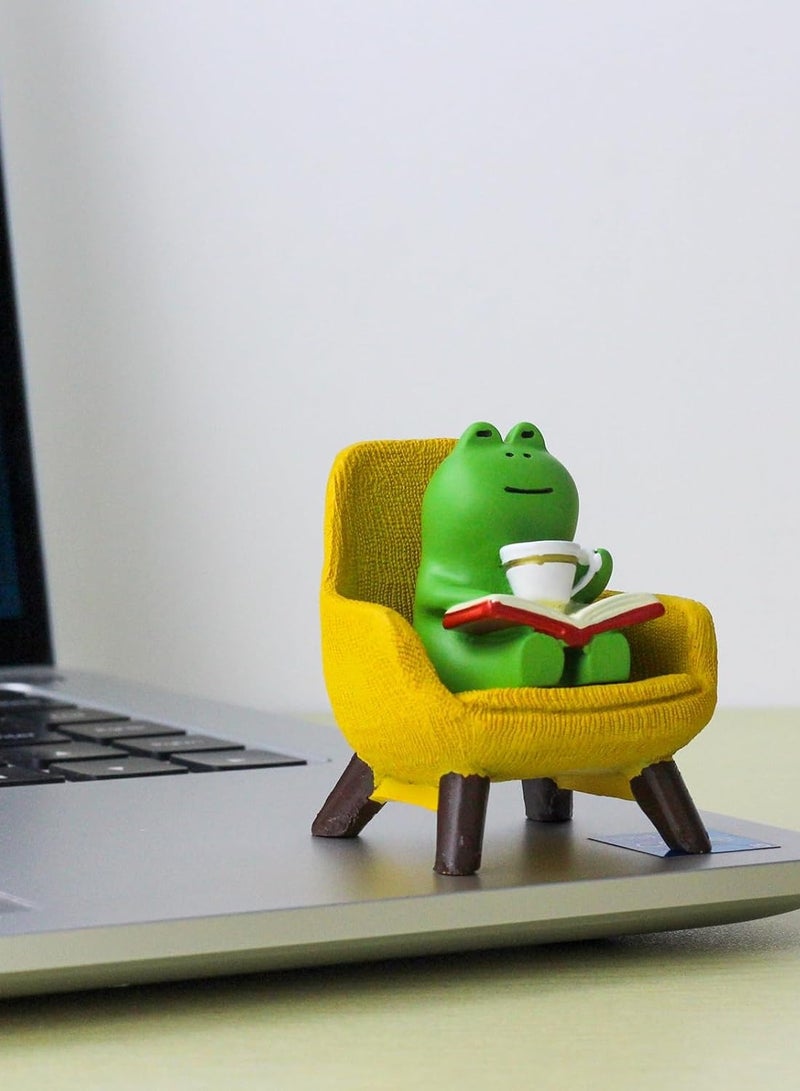 Bukela Miniature Frog Figurines - Funny Frog Sculpture for Shelf, Desk Decoration - Frog Desk Accessories - Perfect Cute Frog Gift for Frog Lovers(Yellow Sofa) - Image 2