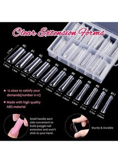 TsMADDTs Dual Nail Forms Set,TsMADDTs Clear Acrylic Coffin Nail Forms Set with 120pcs Gel Nail Molds 10pcs Clear Nail Tips Clips,Nail Gel Brush Pen Nail Files Buffer Cuticle Pushers,Nail Extension Forms Set  - Image 3