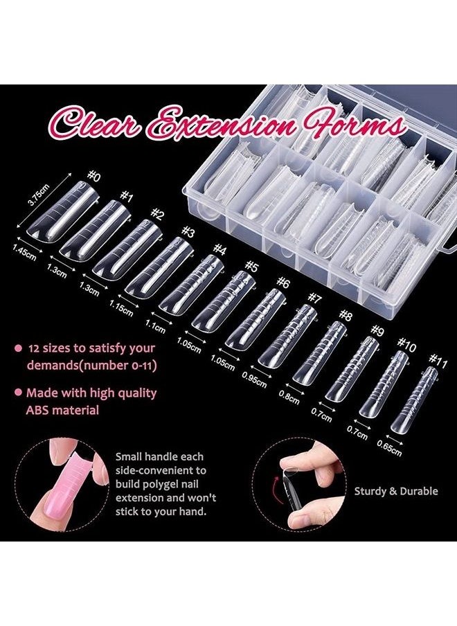 TsMADDTs Dual Nail Forms Set,TsMADDTs Clear Acrylic Coffin Nail Forms Set with 120pcs Gel Nail Molds 10pcs Clear Nail Tips Clips,Nail Gel Brush Pen Nail Files Buffer Cuticle Pushers,Nail Extension Forms Set  - Image 3