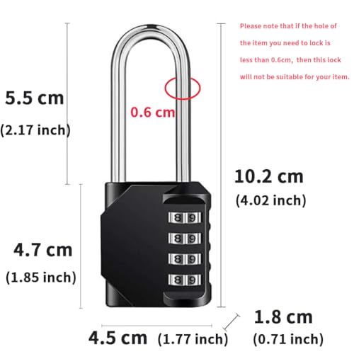 ANZAILALA Number Lock Long Neck Combination Lock 4 Digit Cable Lock for Door, Lockers, Case, Toolbox (L Size, Black) - Image 3