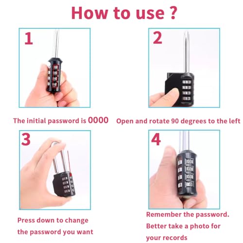 ANZAILALA Number Lock Long Neck Combination Lock 4 Digit Cable Lock for Door, Lockers, Case, Toolbox (L Size, Black) - Image 2