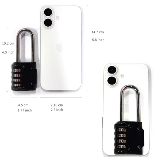 ANZAILALA Number Lock Long Neck Combination Lock 4 Digit Cable Lock for Door, Lockers, Case, Toolbox (L Size, Black) - Image 4
