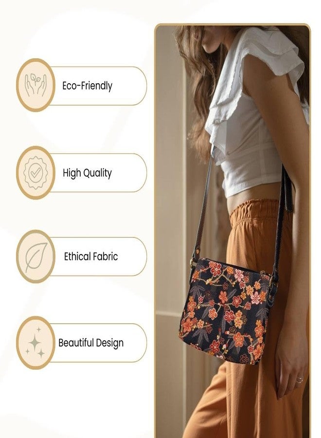 Signare Tapestry Crossbody Bag Shoulder Purse for Women In Ume Sakura Design Japanese Style (XB02-SAKURA) - Image 5