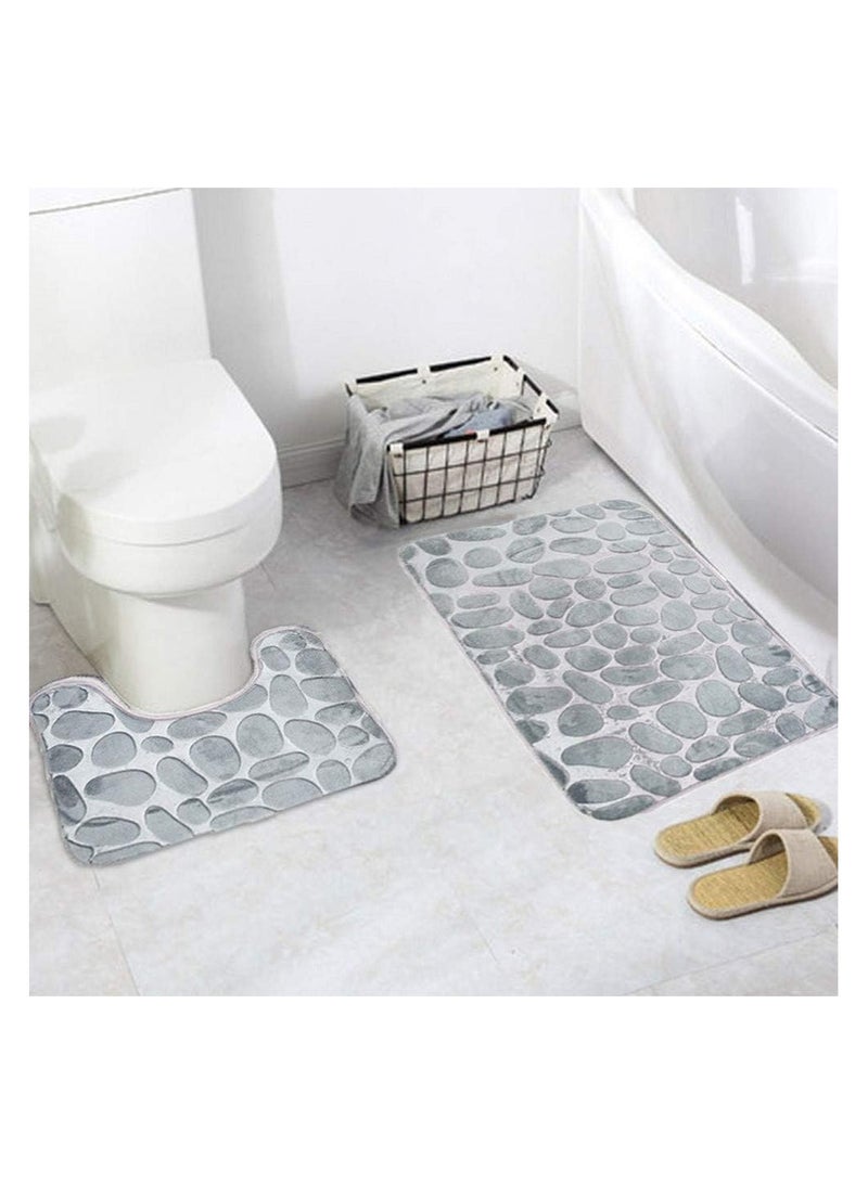 Bath Mat,Home Clearance Sale Coral Velvet Soft Non Slip Bathroom Shower Mat - 2 Pieces - Image 2