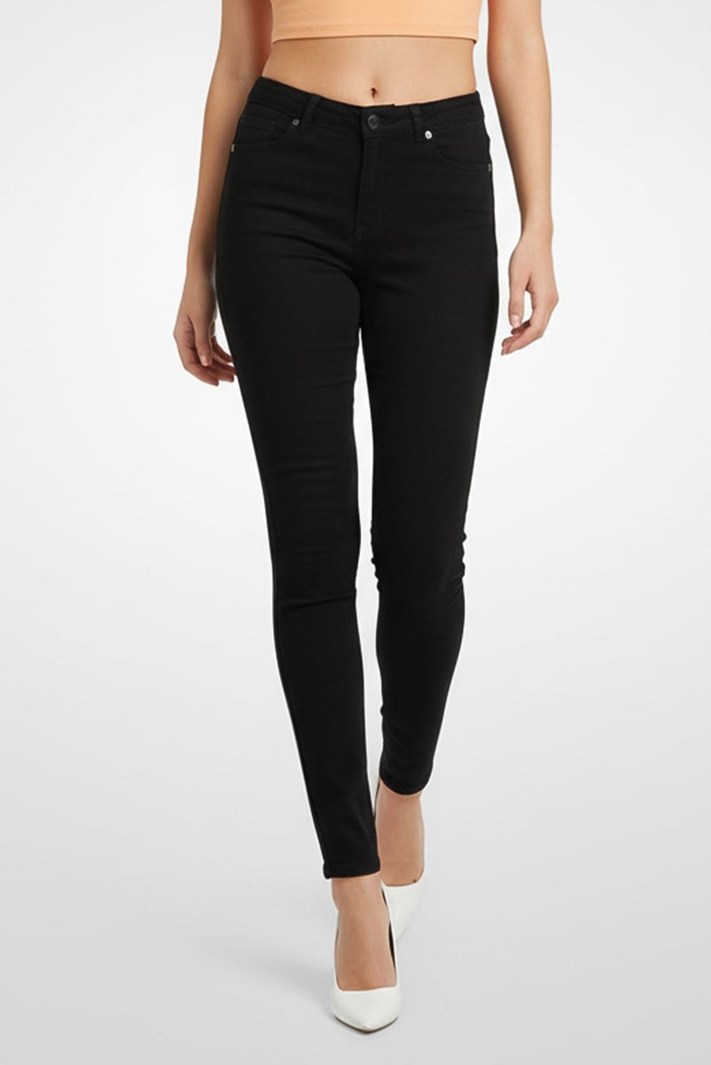 Dr Denim Women Super Skinny Fit Solid Non-Stretchable Jeans, Black - Image 1