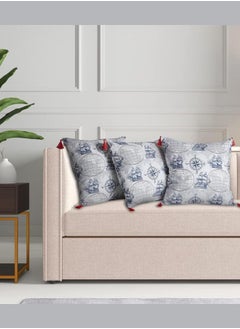 Wakefit 100% Cotton Cushion Cover, Cushion Cover 16 Inch x 16 Inch, Printed Throw Pillowcases, Colour - Nautical, Set Of 3  - Image 3