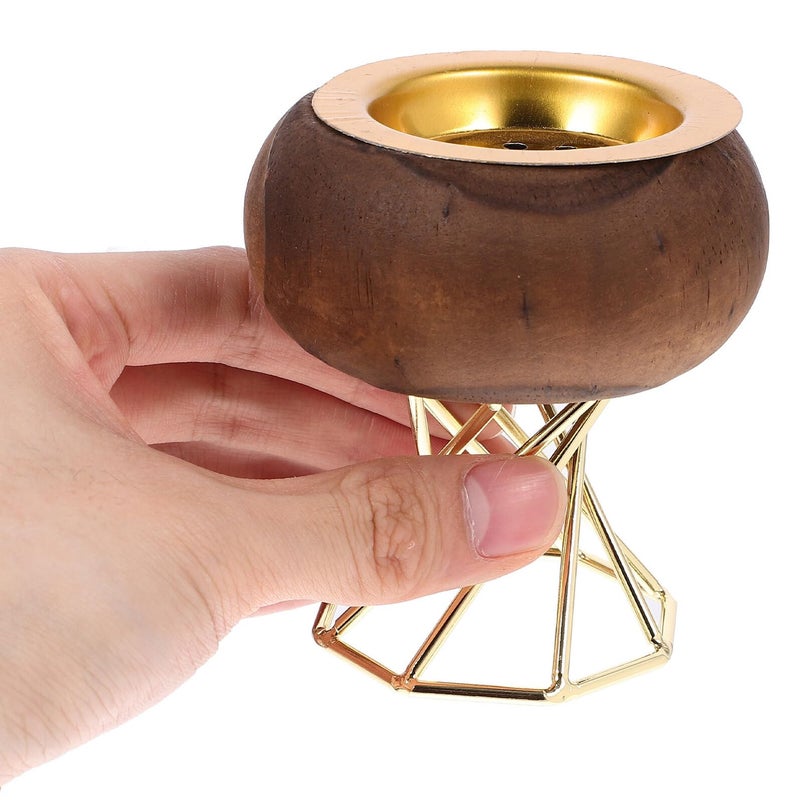 Wooden Octagonal Incense Holder With Gold Metal Accents For Home Fragrance And Meditation Decor - Image 5