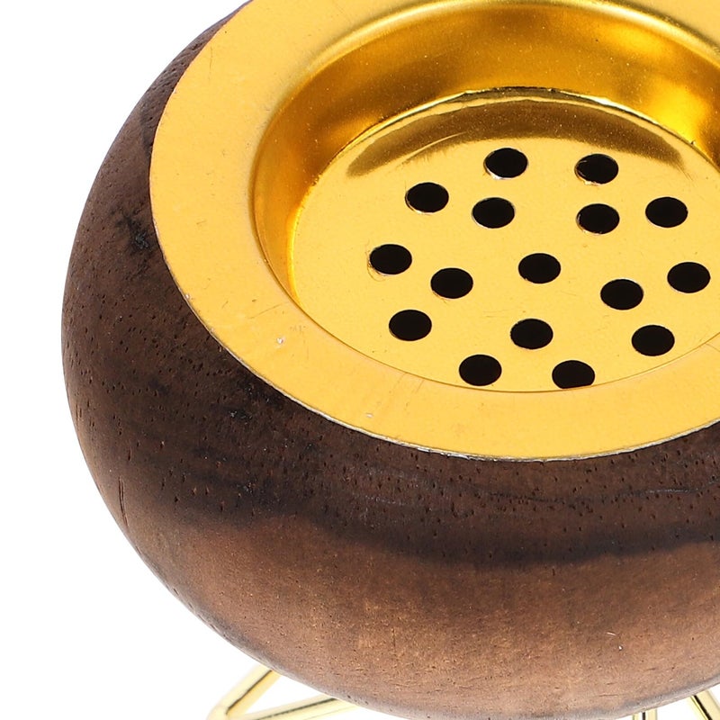 Wooden Octagonal Incense Holder With Gold Metal Accents For Home Fragrance And Meditation Decor - Image 4