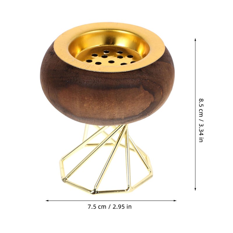 Wooden Octagonal Incense Holder With Gold Metal Accents For Home Fragrance And Meditation Decor - Image 3