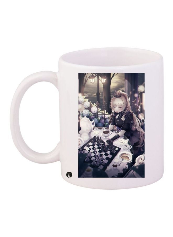 Cartoon Printed Coffee Mug White/Grey/Blue 11ounce